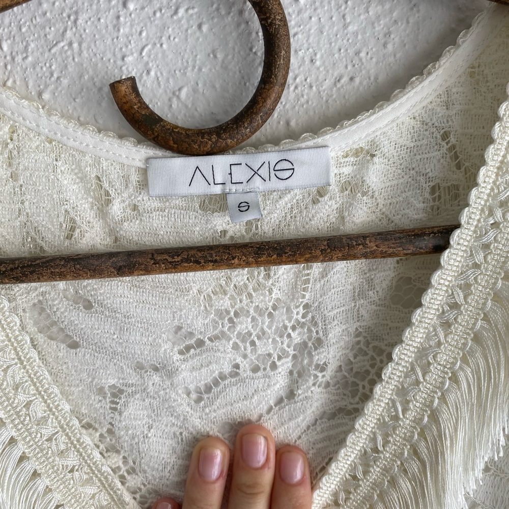 Alexis Fringe and Lace White Top - Picture 3 of 5